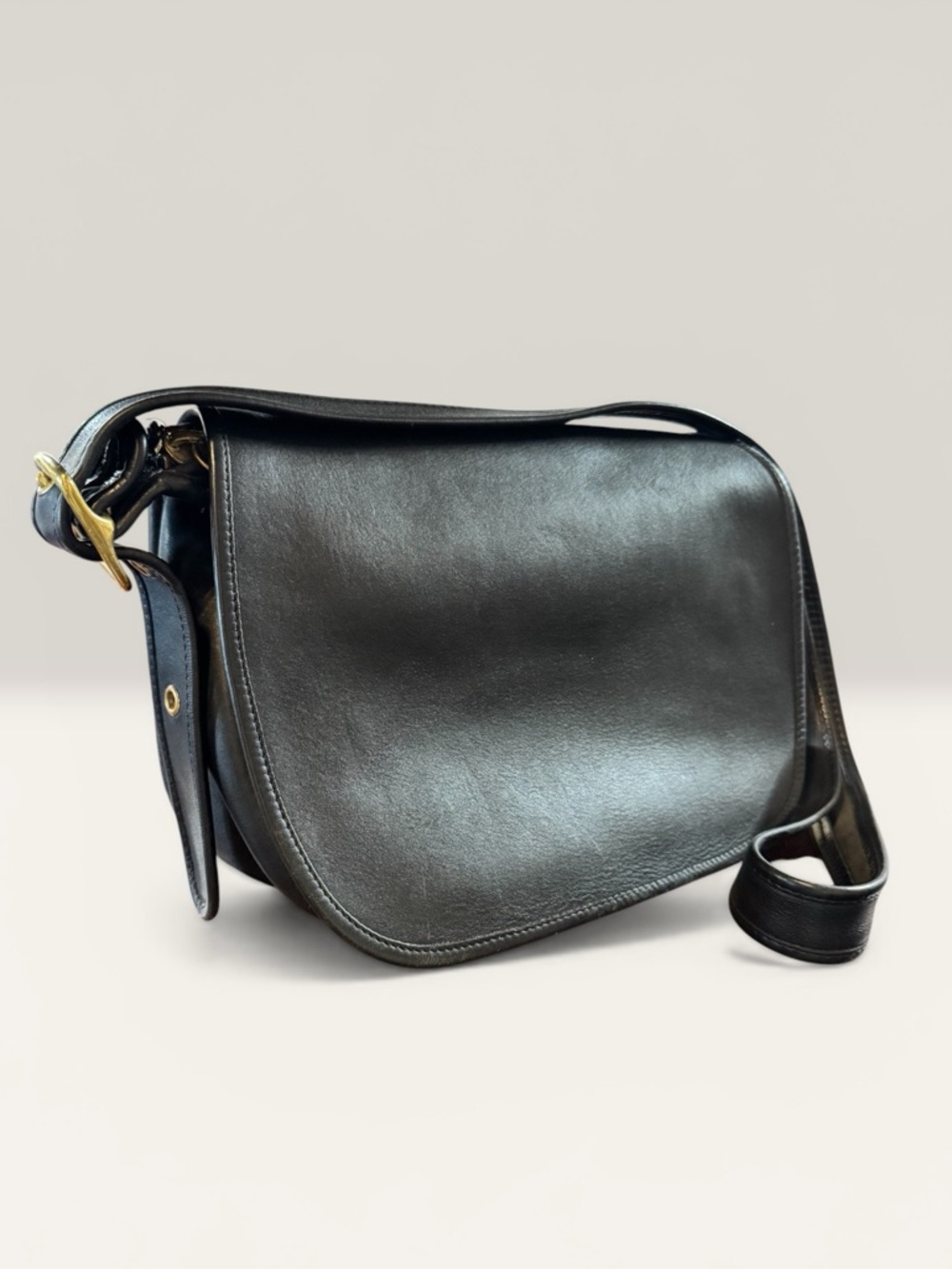 Vintage Coach Patricia’s Legacy Black Leather Crossbody Saddle Bag